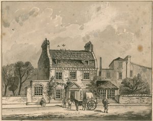 The Farthing Pie House, London, Originalzeichnung datiert 1820 von English School