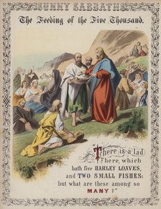 Die Speisung der Fünftausend (farbige Gravur)