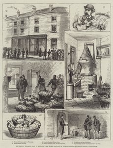 Der Fenian-Dynamit-Plot in England, die geheime Fabrik von Nitroglycerin in der Ledsam-Straße, Birmingham (Gravur) von English School