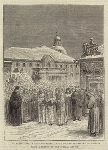 Die Feierlichkeiten in Russland, Kaiserlicher Besuch im Kloster Troitsa (Stich) von English School