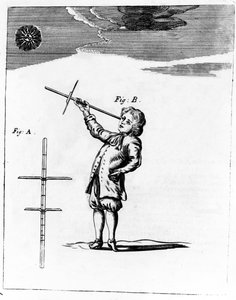Die Figur des Kreuzstabs, Illustration aus A New Systeme of the Mathematicks von Jonas Moore, veröffentlicht 1681