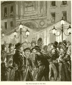 Das erste Gaslicht in Pall Mall von English School