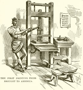 Die erste Druckerpresse in Amerika von English School