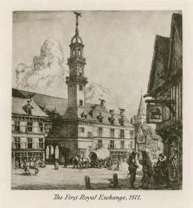 Die Erste Königliche Börse, London, 1571 von English School