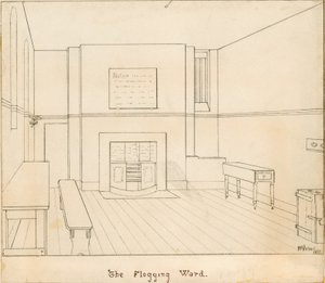 Die Prügelabteilung im Newgate-Gefängnis von English School