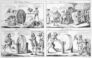 Der ausländische Schleifer, der häusliche Schleifer, der Hofschleifer, der Finisher, 1757 von English School