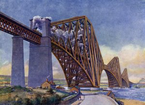 Die Forth Bridge, die wunderbarste Brücke der Welt (Lithographie) von English School