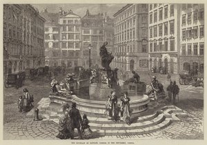 Der Brunnen von Raphael Donner auf dem Neumarkt, Wien von English School