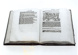 Der Fuchs und die Trauben, aus einer illustrierten Übersetzung von Äsops Fabeln von William Caxton (ca. 1422-91) 1434 von English School
