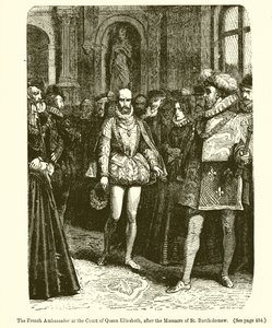 Der französische Botschafter am Hof von Königin Elizabeth nach dem Massaker von St. Bartholomäus von English School