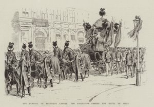 Die Beerdigung von Präsident Carnot, der Prozession am Hotel de Ville vorbeiziehend (Lithografie) von English School