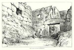 Das Löwentor von Mykene (Gravur) von English School