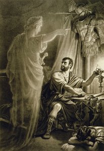 Der Geist von Julius Caesar, im Stück von William Shakespeare (1564-1616) von English School