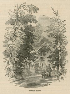 Die gotischen Ruinen in den Vauxhall Gardens von English School