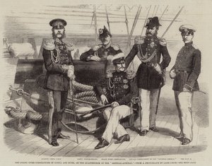 Der Großherzog Konstantin von Russland und Suite, auf dem Achterdeck der "General-Admiral" von English School