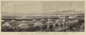 Der große Durbar in Bombay, die Investiturprozession und Gesamtansicht der Zelte (Stich) von English School