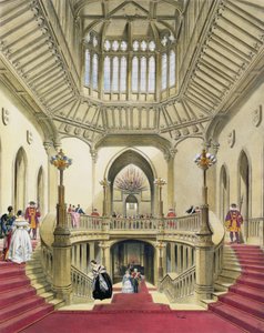 Die große Treppe, Windsor Castle, aus Eine Geschichte der königlichen Residenzen von William Henry Pyne (1760-1943), 1838 (Aquatinta)