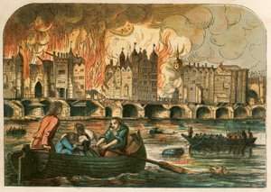 Der große Brand von London, 1666 von English School