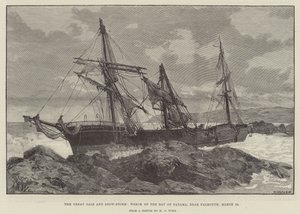 Der große Sturm und Schneesturm, Wrack der Bucht von Panama, nahe Falmouth