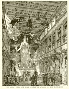 Die große Elfenbein- und Goldstatue der Athena im Parthenon von English School