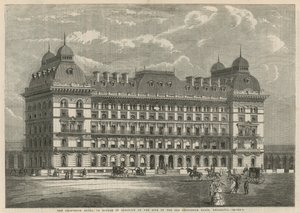 Das Grosvenor Hotel, im Bau auf dem Gelände des alten Grosvenor Basin, Belgravia von English School