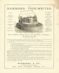 Die Hammond-Schreibmaschine von Wetherby & Co, High Holborn, London von English School