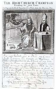Der Hochkirchen-Champion, der seine eigene Sache vertritt, 1709 von English School