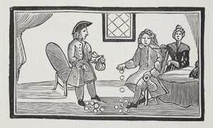 Die Geschichte des blinden Bettlers von Bethnal Green, Illustration aus Chap-books des achtzehnten Jahrhunderts von John Ashton, veröffentlicht 1882