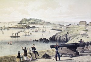 Der Hoe, Drakes Island und Mt Edgecumbe von der Zitadelle, veröffentlicht von Newman und Co