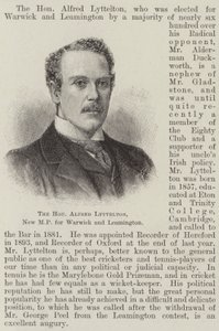 Der ehrenwerte Alfred Lyttelton, neuer MP für Warwick und Leamington (Gravur) von English School