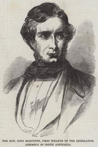 Der Ehrenwerte John Morphett, erster Sprecher der gesetzgebenden Versammlung von Südaustralien (Stich) von English School