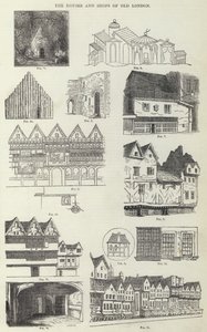 Die Häuser und Geschäfte des alten London (Gravur) von English School