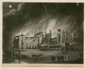Die Häuser von Lords und Commons brennen, 16. Oktober 1834 von English School
