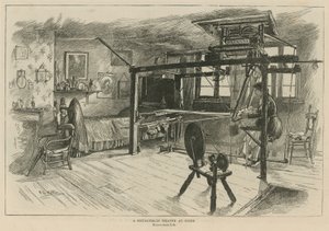Die Hugenotten in England: Ein Weber aus Spitalfields bei der Arbeit von English School