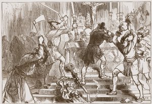 Die Bilderstürmer zerstören die Bilder und Altardekorationen einer römisch-katholischen Kirche, Illustration aus 