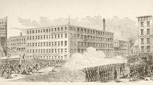 Der Vorfall in der Second Avenue während der New Yorker Draft Riots im Juli 1863 von English School