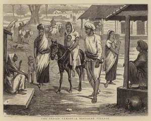Die indische Hungersnot, ein bengalisches Dorf (Stich) von English School