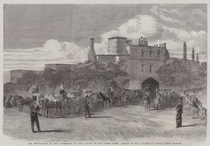Die Installation von Lord Palmerston als Lord Warden der Cinque Ports, Ankunft seiner Lordschaft im Dover Castle (Stich) von English School