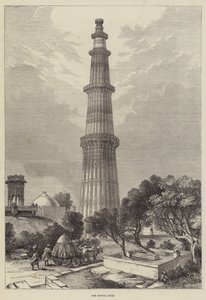 Der Kootub, Delhi (Stich) von English School