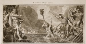 Die Landung von Julius Caesar, Illustration aus David Humes The History of England, veröffentlicht von R. Bowyer, London, 1812 von English School