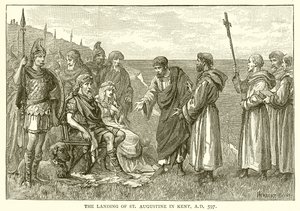 Die Landung des heiligen Augustinus in Kent, 597 n. Chr. von English School