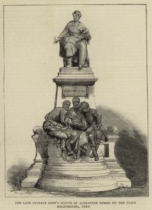 Die Statue von Alexandre Dumas auf der Place Malesherbes, Paris, von Gustave Doré (Gravur) von English School