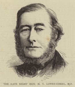 Der verstorbene rechte Ehrenwerte H T Lowry-Corry, MP (Stich) von English School