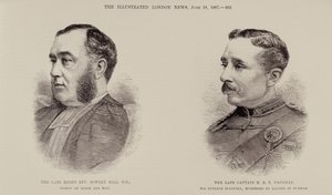 Der verstorbene Right Rev. Rowley Hill, Bischof von Sodor und Man und der verstorbene Captain E. B. T. Vaughan, 6. Punjaub-Infanterie, ermordet von Dacoits in Burma, aus The Illustrated London News, 18. Juni 1887 von English School