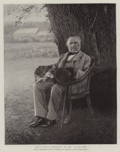 Die neuesten Porträts von Mr Gladstone (Gravur) von English School