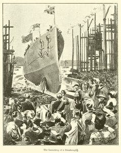Der Stapellauf eines Dreadnoughts von English School
