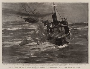 Der Verlust der Viermastbark "Thracian" vor der Isle of Man (Lithografie) von English School