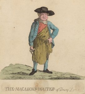 Der Macaroni-Kellner von Drury Lane, London von English School