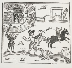 Die verrückten Streiche von Tom Tram, Illustration aus Chap-books des achtzehnten Jahrhunderts von John Ashton, veröffentlicht 1882