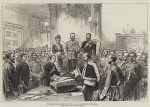 Der Marquis von Lorne wird als Generalgouverneur von Kanada vereidigt (Gravur) von English School